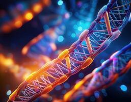 DNA Strand Microscopic View Glowing Strands photo