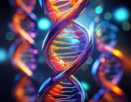 DNA Strand Microscopic View Glowing Strands photo