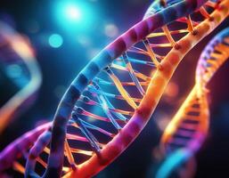 DNA Strand Microscopic View Glowing Strands photo