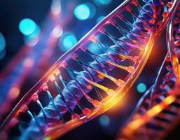 DNA Strand Microscopic View Glowing Strands photo