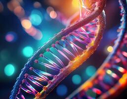 DNA Strand Microscopic View Glowing Strands photo