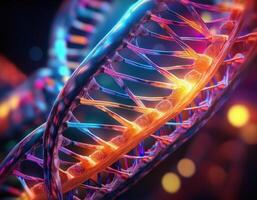 DNA Strand Microscopic View Glowing Strands photo