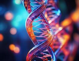 DNA Strand Microscopic View Glowing Strands photo