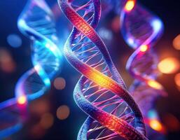 DNA Strand Microscopic View Glowing Strands photo