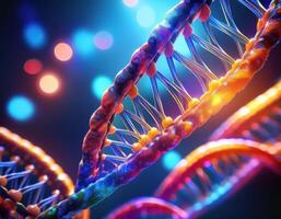 DNA Strand Microscopic View Glowing Strands photo