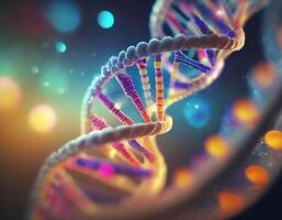 DNA Strand Microscopic View Glowing Strands photo