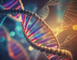 DNA Strand Microscopic View Glowing Strands photo