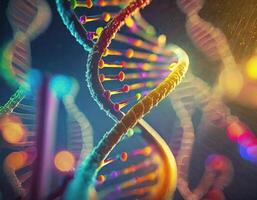 DNA Strand Microscopic View Glowing Strands photo