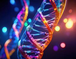 DNA Strand Microscopic View Glowing Strands photo