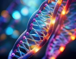 DNA Strand Microscopic View Glowing Strands photo