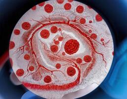 Human Artery Cross Section with Red Blood Cells photo