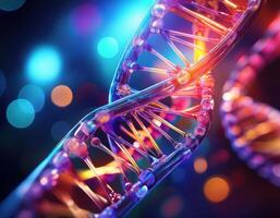 DNA Strand Microscopic View Glowing Strands photo