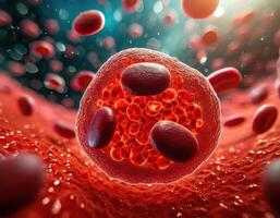 Microscopic Red Blood Cells Cluster photo