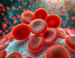 Microscopic Red Blood Cells Cluster photo