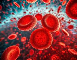 Microscopic Red Blood Cells Cluster photo
