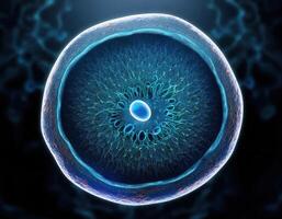 Microscopic Cell Nucleus Glowing Genetic Structure photo