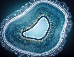 Microscopic Cell Nucleus Glowing Genetic Structure photo