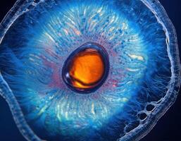Microscopic Cell Nucleus Glowing Genetic Structure photo