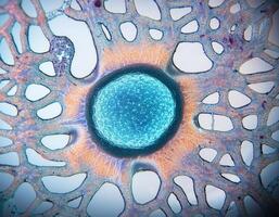 Microscopic Cell Nucleus Glowing Genetic Structure photo
