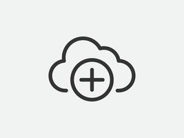 Technology icon cloud computing connection. Big data global server. Line design symbol. vector