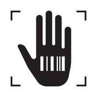 Hand with barcode is a symbol of conspiracy theology and personality control. The danger of introducing a chip into a person. illustration vector
