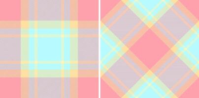 Fabric check textile of texture pattern plaid with a background tartan seamless. Set in rainbow colors. Unique gift paper designs for presents. vector