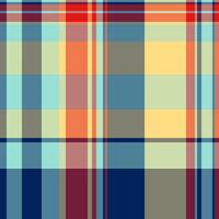 Commercial plaid texture seamless, perfect check fabric . Single textile background tartan pattern in red and cyan colors. vector