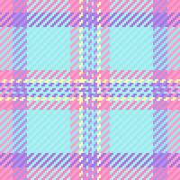 Pride check pattern plaid, rough background textile texture. Quality tartan fabric seamless in pale turquoise and pink colors. vector