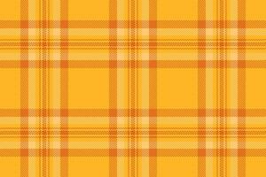 Modern texture background seamless, seventies textile pattern . Ornament tartan plaid fabric check in amber and orange colors. vector