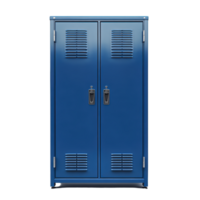 Blue metal locker in a school hallway png