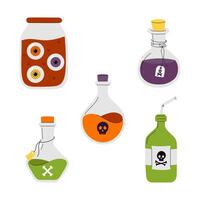 A collection of different bottles with skulls and crossbones vector