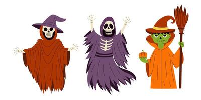 A set of three creepy Halloween characters vector