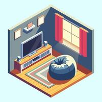 Relaxing Room With Afternoon Atmosphere And Isometric Design Style vector