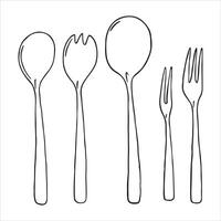 Spoon and Fork Line Drawing vector