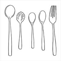 Spoon and Fork Line Drawing vector