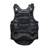 Black tactical vest designed for military and law enforcement use displayed on a neutral background png