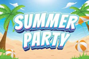 summer design with the words summer party with beach illustrations vector
