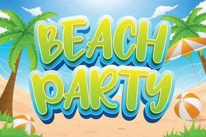 summer design with the words beach part with beach illustrations vector