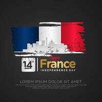 France day greeting card with grunge and splash effect on flag as a symbol of independence vector