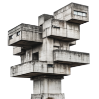 Unique concrete structure with angular design and multiple levels in an urban setting png