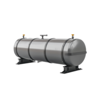 Industrial gas storage tank with safety valves in a factory setting png
