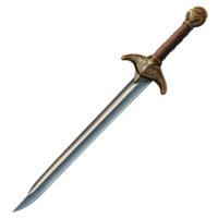 un decorativo espada con florido encargarse de diseño desplegado en un limpiar superficie debajo brillante Encendiendo png