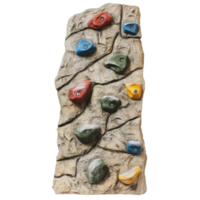 Indoor climbing wall with colorful holds and textured surface for training in a gym setting png