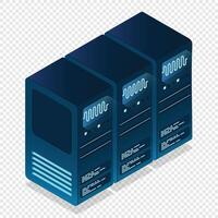 Isometric futuristic server. Isometric database or data center. Abstract blockchain. Computer storage. Cloud storage. illustration vector