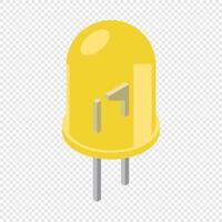 Yellow led isometric icon. LED semiconductor composition. Light emitting diode. Electronic component icon in isometric style vector