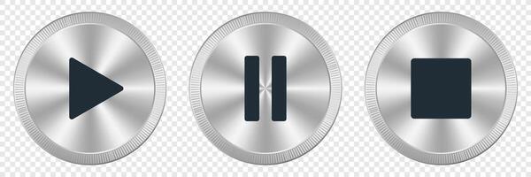 Play, pause, and stop buttons. Set of media player icons. illustration vector