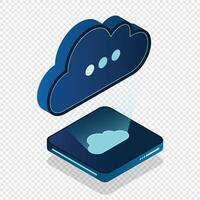 Isometric cloud database. Cloud computing and file cloud storage. Modern technology. illustration vector