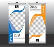 Roll up banner stand design template vector