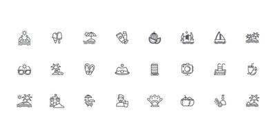 Summer icon set..Editable stroke.linear style sign for use web design,logo.Symbol illustration. vector