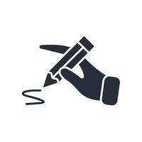 hand writing icon. .Editable stroke.linear style sign for use web design,logo.Symbol illustration. vector